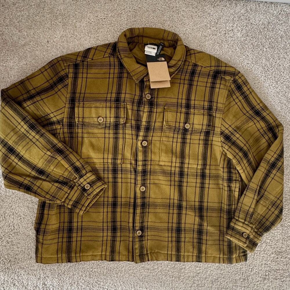 North Face TNF Valley Twill Utility Shacket Lined Jacket Size XL Plaid Green